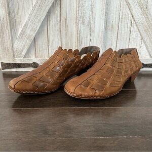 Rieker SINA Woven Leather Slingback‎ Comfort Walking Brown Size 40